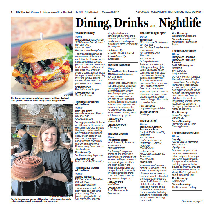Richmond Times-Dispatch 'RTD's The Best' feature on Westhampton Pastry Shop